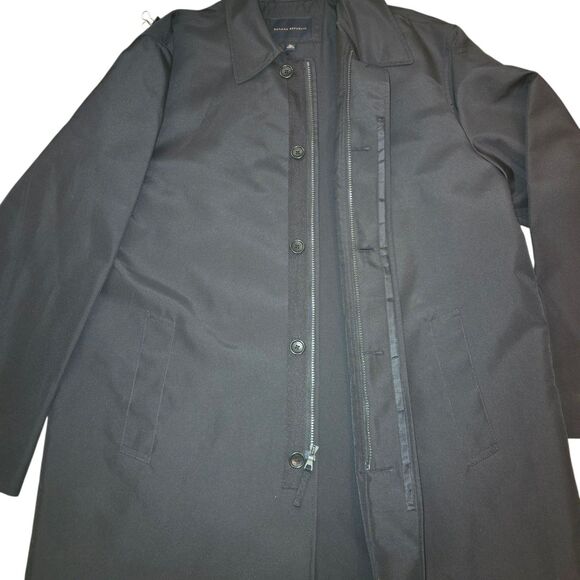 Banana Republic VTG '04 Black Polyester Knee Length Mac Raincoat Men's Sz XL - Picture 2 of 13
